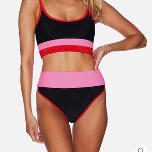 Beach Riot - Emmy Bikini top only in Lipstick Colorblock